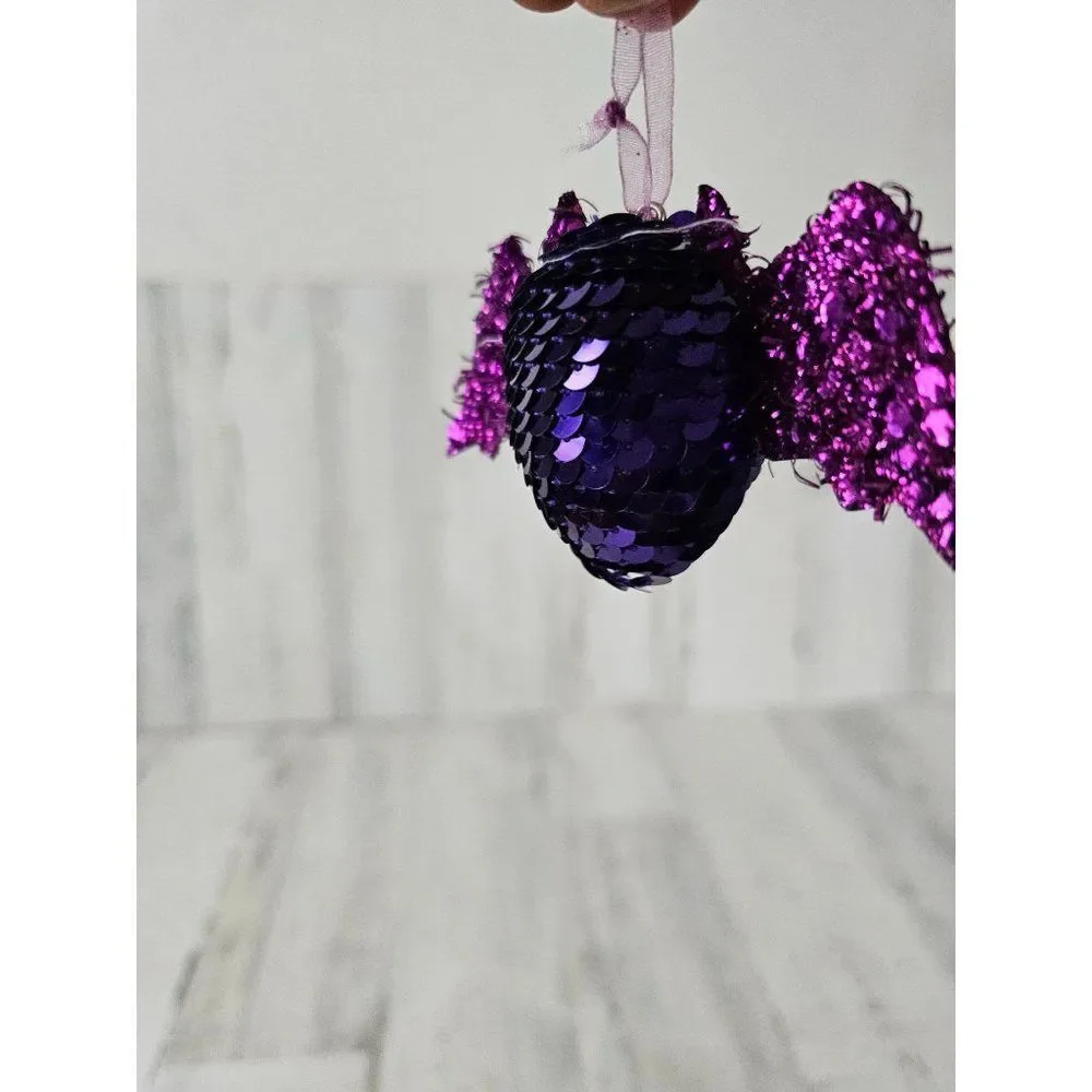 Pier 1 bat Halloween ornament‎ rare sequin purple glitter tree unique decor